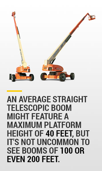 telescopic boom sizes